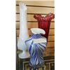 Image 3 : TALL MILK GLASS VASE AND FLUTED RUBY VASE AND NOVELTY ART GLASS VASE