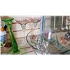 Image 2 : HAND PAINTED BOWL AND CANDLESTICKS AND GREEN VASELING GLASS CANDLESTICK