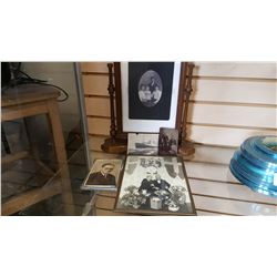 FIVE ANTIQUE PHOTOS ONE ON TIN