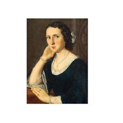 Austrian or Hungarian painter (second half 19th century), Lady with Pearl Necklace 