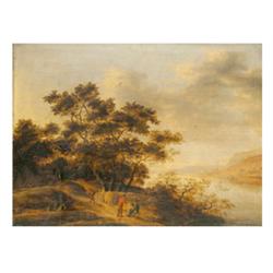 Painter from Netherlands (second half 17th century ), Landscape at the Riverside