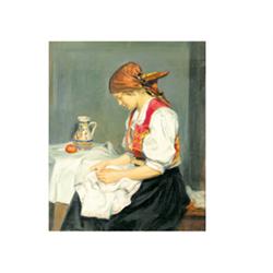 Krusnyák, Károly (Krizsevác, 1889 - Budapest, 1960), Embroidering Girl