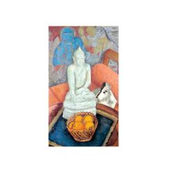 Vörös, Géza (Nagydobrony, 1897 - Budapest, 1957), Still-life with Orange and Buddha Figure 