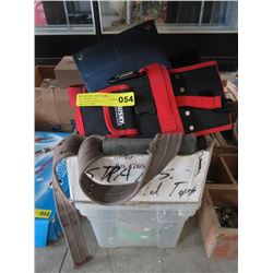 Box of Tool Belts & Bin of Garden Edging