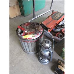 Vintage Gas Can & Barn Lamp