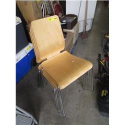 Set of Four Birch Stacking Chairs