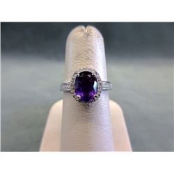 Sterling Silver Amethyst & Diamond Dinner Ring