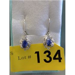 Brand New Blue Sapphire & Diamond Earrings