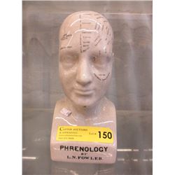 10" Tall Glass Ceramic Phrenology Bust