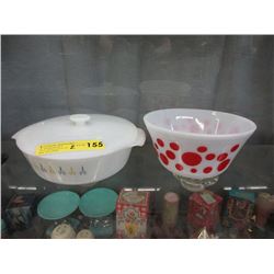 Vintage Fire King Bowl & Lidded Casserole