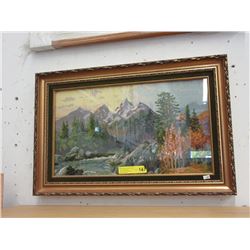 Framed Needlepoint Landscape