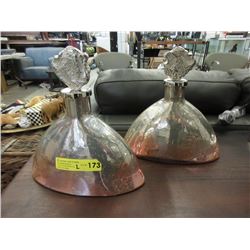 2 New Decorative Glass Bottles with Metal Tops