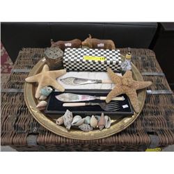 Large Brass Tray Full of Collectibles