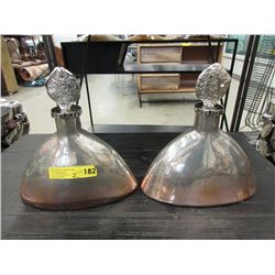 Pair of Glass Display Bottle with Metal Tops