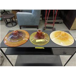 3 Art Glass Lamp Shades