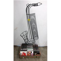 Metal Saxophone CD Rack & 70 CDs