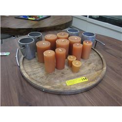 Large Wood & Metal Serving Tray with Contents