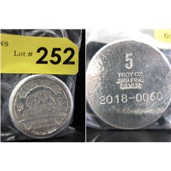 5 Oz. Beaver Bullion .999 Silver Button Round