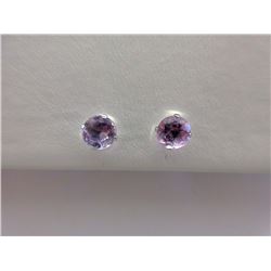 New 14KT White Gold Amethyst Stud Earrings