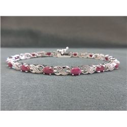 Ladies Red Ruby & Diamond Tennis Bracelet