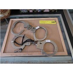 2  Pairs of Metal Handcuffs with 1 Key