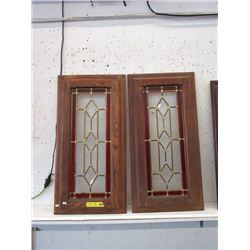 2 Oak Framed Stained Glass Panels