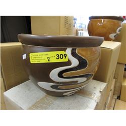 2 New 3 Piece Chocolate & Tan Plant Pot Sets