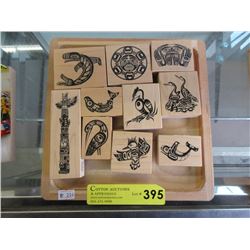 10 Wood Backed Haida Rubber Stamps