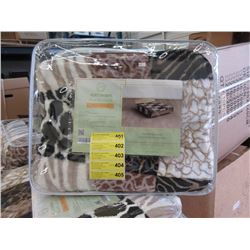 New Queen Size Animal Block Print Sherpa Blanket