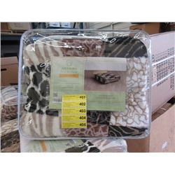 New Queen Size Animal Block Print Sherpa Blanket