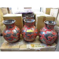 4 New Oversize Red & Black Ceramic Vases