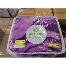 New Queen Size Purple Floral Sherpa Blanket