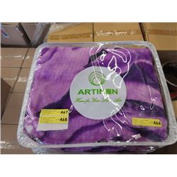 New Queen Size Purple Floral Sherpa Blanket