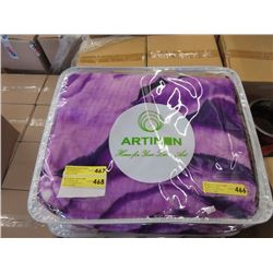 New Queen Size Purple Floral Sherpa Blanket