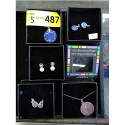 3 New Pairs of .925 Silver Earrings & 2 Pendants