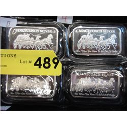 Four 1 Oz. Stagecoach .999 Silver Bars