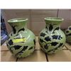 Image 1 : Pair of Oversize Green & Black Ceramic Vases