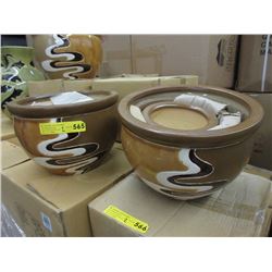 2 New 3 Piece Chocolate & Tan Plant Pot Sets
