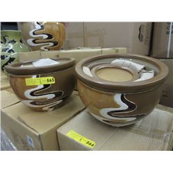 2 New 3 Piece Chocolate & Tan Plant Pot Sets