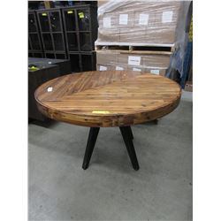 Round Wood Parquet Table - Floor Model