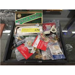 Assorted Collector Pins & Vintage Rolls Razor