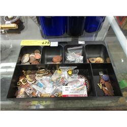 Tray Vintage Tokens, Badges & Pins