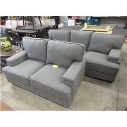 New 2018 Model Grey Fabric Sofa & Loveseat