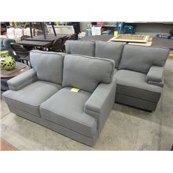 New 2018 Model Grey Fabric Sofa & Loveseat