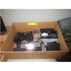 Box of  Sights & Other Tactical Gear