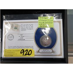 1971 Canadian Millennium Silver Dollar with Stamp