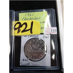 1961 Canadian Silver Dollar Coin - .800 Silver