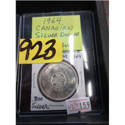 1964 Canadian Silver Dollar Coin - .800 Silver