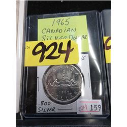 1965 Canadian Silver Dollar Coin - .800 Silver