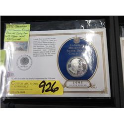 1995 Canadian Millennium Silver Dollar with Stamp